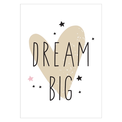 Trevlig barnaffisch med hjärta och texten "dröm stort"
