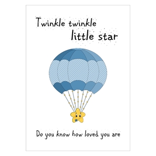 En gullig barnaffisch med en stjärna i en fallskärm till pojkrummet