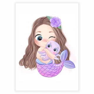 Affisch - Sjöjungfru med bläckfisk