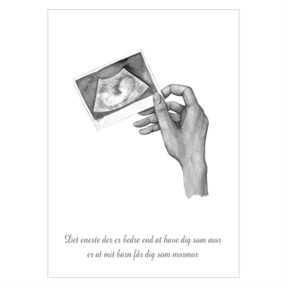 Baby på språng - köp en vacker affisch online idag. Bedårande affisch med illustration av en ultraljudsbild.
