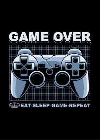 Gamer affisch - Game over med Eat, sleep, game, repeat