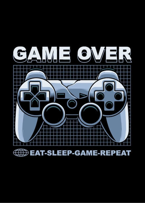 Gamer affisch - Game over med Eat, sleep, game, repeat