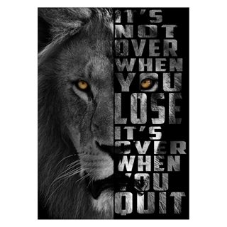 Affisch med lejon och motiverande text