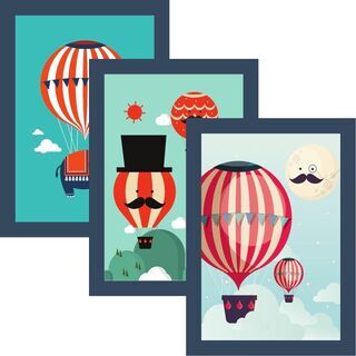 Affischset med galna luftballonger, elefant och måne
