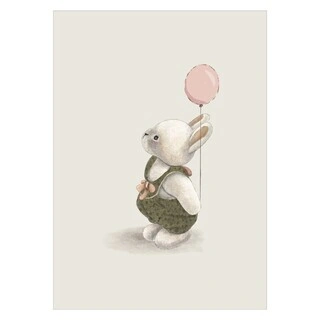 Affisch - Söt kanin med ballong