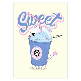 Affisch med en milkshake i vackra känsliga färger