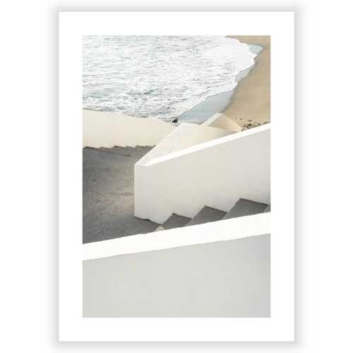Affisch med havet från en trappa