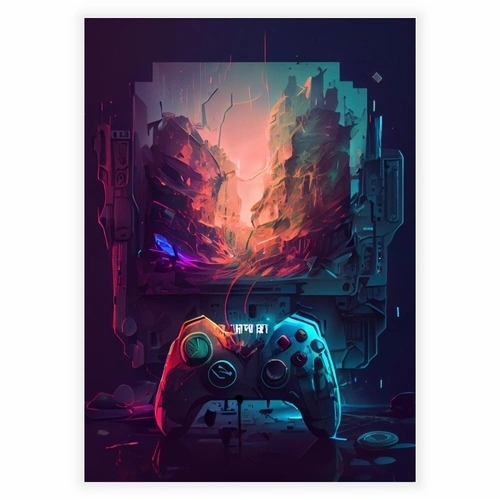 Affisch med cyber gaming controller