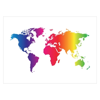 Världskarta i färger - En vacker affisch med världskarta