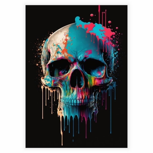 En mycket unik och vacker affisch med Dripping paint skull poster