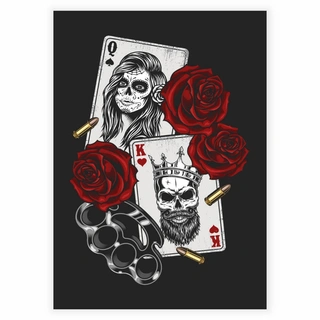Gangsta, spelkort och rosor - Affisch