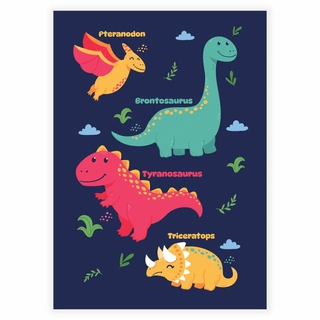 Söta dinosaurier - lärande affisch