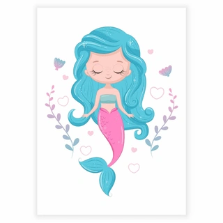 Sjöjungfru med blått hår - Affisch