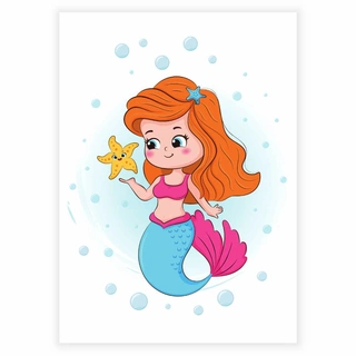 Sjöjungfru med liten sjöstjärna - Affisch