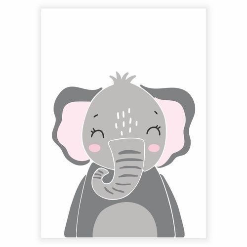Enkel och söt barnaffisch med en elefant