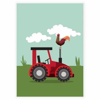 Traktor med kran - Barnaffisch