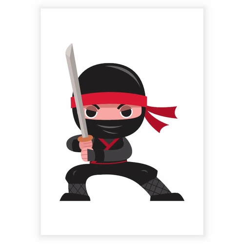 Rolig ninja med svärd - Barnaffisch