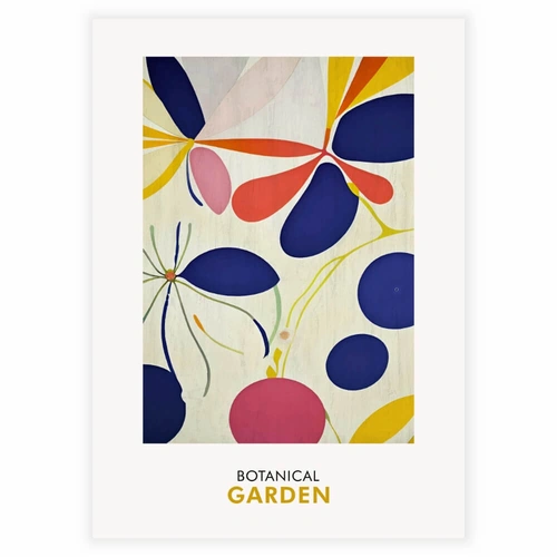 Vacker och färgstark botanisk trädgård som affisch