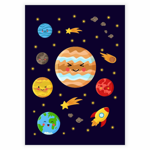 Hela universum med Jupiter i fokus affisch för barnrummet