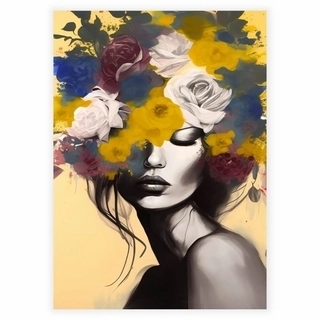 Vackra blommor kvinna gul - affisch