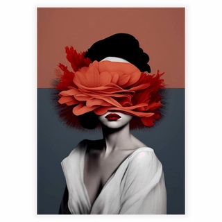 Blommor kvinna röd - affisch
