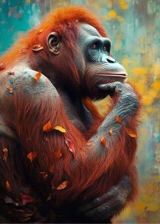 Tänkande orangutang - affisch 