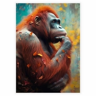 Tänkande orangutang - affisch 
