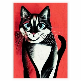 Porträtt av katt i retrostil - affisch 