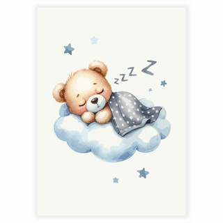 Sova nallebjörn på molnet - Affisch