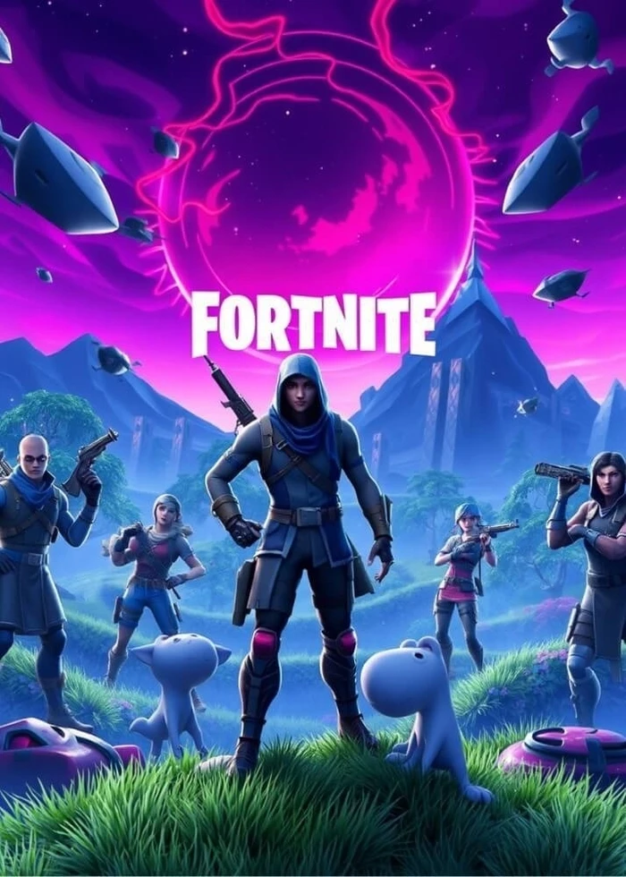 Affisch med Fortnite 7 supercool spelaffisch