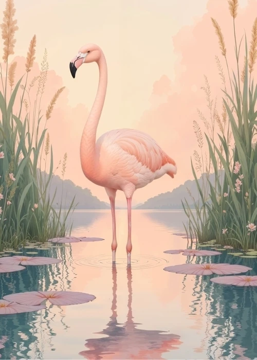 Flamingo i naturen affisch