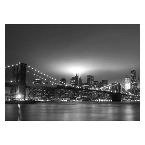 Affisch med New Yorks bro på natten i grå nyans