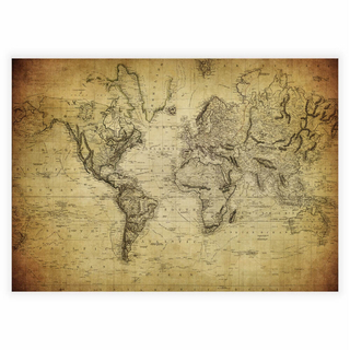 Affisch med en vintage världskarta från år 1814