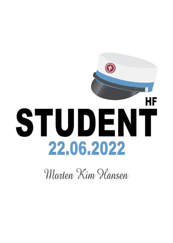 Affisch med en HF studentmössa