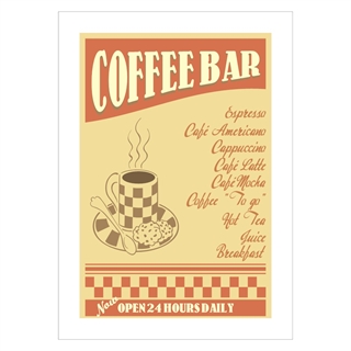 Affisch med retro kaffebar