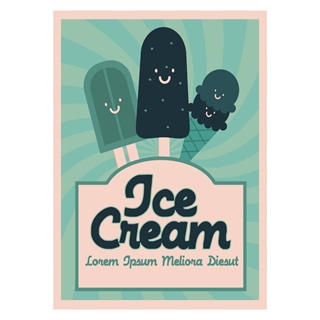 Gullig och rolig affisch med Cream ice