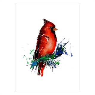 Affisch med en röd tunn fin fågel