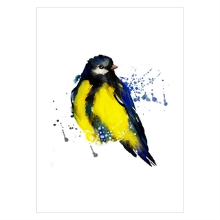 Affisch med gul Tomtit -fågel