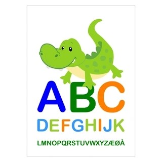 Härlig barnaffisch med ABC för pojkrummet