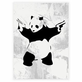 Affisch med beväpnad panda av banksy
