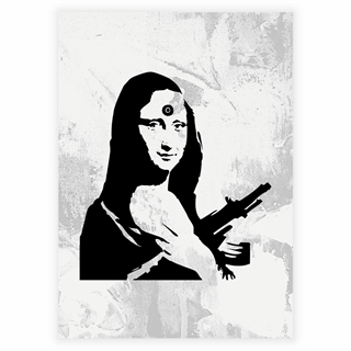 Affisch med mona lisa med en AK47 av Banksy