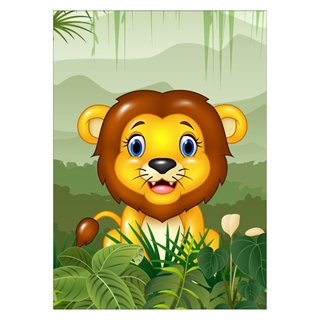 Affisch - Gulligt lejon i djungeln