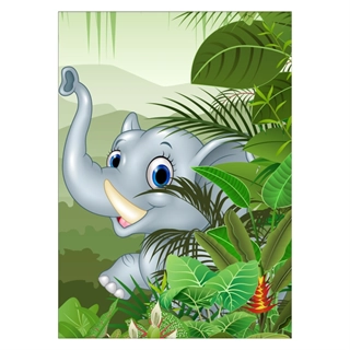 Affisch - Gullig Elefant i djungeln