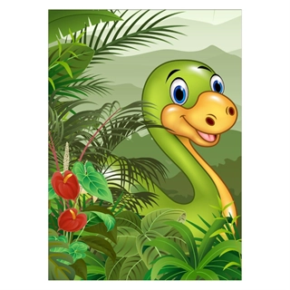 Affisch - Med dinosaurie grön