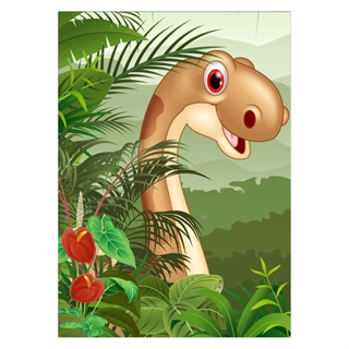 Affisch - Långhalsad dinosaurie brun