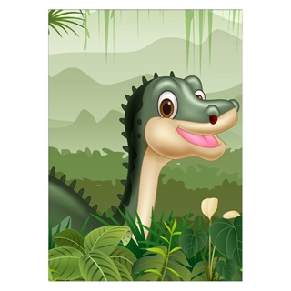 Affisch - Långhalsad dinosaurie grön
