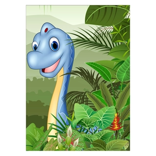 Affisch - Långhalsad dinosaurie blå