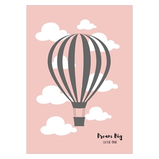 Gullig barnaffisch med luftballongrosa - fin affisch till barnrummet