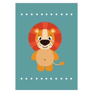 Fin och färgglad barnaffisch med ett lejonmotiv