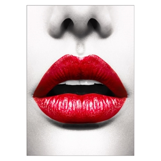 Affisch kvinna mun med mycket röda läppar